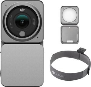 DJI Action 2 Power Combo (128G) & Magnetic Protective Case - 4K Action Camera with Extended Battery Module, 155° FOV, Long-Lasting, Stabilization Technology, Waterproof Camera for Vlogs, Travel
