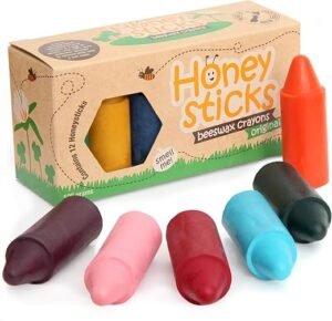 Honeysticks 100% Pure Beeswax Crayons (12 Pack) - Non Toxic Crayons, Safe for Babies and Toddlers, For 1 Year Plus, Handmade in New Zealand with Natural Beeswax and Food-Grade Colours