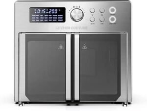 Kitchen Couture Air Fryer 25 Litre Oven French Door | Stainless Steel | 22 Preset Functions | Extra Large Capacity | Air-Circulation Technology | Temperature Control Up To 200 Degrees Celsius | Silver