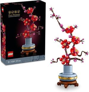 LEGO Botanicals Plum Blossom Building Set, Artificial Flowers in Vase, Model Kit for Adults Makes a Great Creative Activity for Home or Office Decor, Botanical Collection Treat for Women and Men 10369