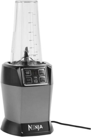 Ninja Blender with 2 Programmes: Mixing & Max Mixing, Pulse Function, 2x 700 ml Cups with Spout Lid, 1000 W, Dishwasher Safe, Mixer Smoothie Maker, Auto-iQ, Black BN495EU