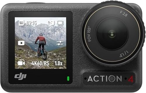DJI Osmo Action 4 Standard Combo – 4K/120fps Waterproof Action Camera with a 1/1.3-Inch Sensor, Stunning Low-Light Imaging, 10-bit & D-Log M Color Performance, Long-Lasting 160 Mins, Outdoor Camera
