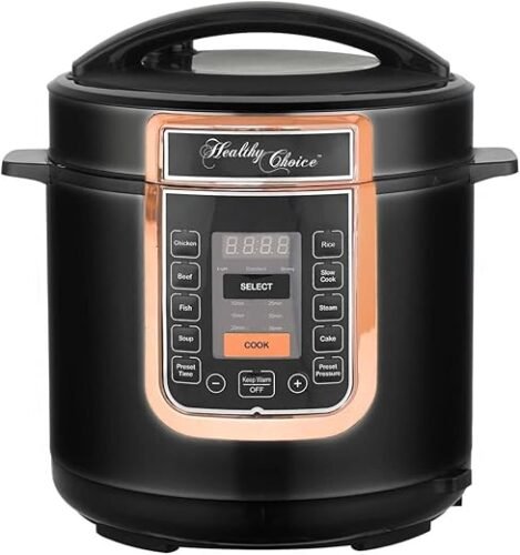 Healthy Choice 6L Electric Slow/Pressure Cooker – 1000W, Digital Control Panel, Non-Stick Pot, Versatile Cooking Modes, Keep Warm Setting, Automatic Shut-Off, Ideal for Large Meals