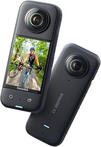 Insta360 X3 Waterproof 360° Action Camera with 1/2 Inch Sensor, 5.7K 360°, 72MP 360° Photos, Stabilization, 2.29 Inch Touch Screen, Vibration Feedback, AI Editing, Live Streaming, Voice Control