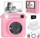 Instant Print Kids Camera – 1080P Selfie Digital Camera, Portable Travel Toy for Boys & Girls Age 3-12, Christmas Birthday Gifts (Pink)