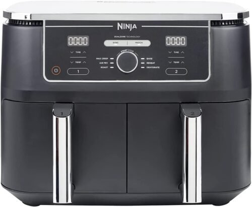 Ninja Foodi Max XXXL Dual Zone Air Fryer, 2 Basket Airfryer, 9.5L Extra Large Drawer Capacity, 6 Functions, Non Stick Ceramic, AF400ANZ, Black