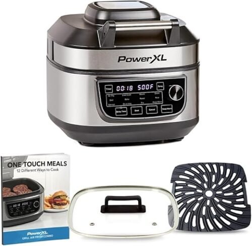 PowerXL Grill Air Fryer – 5.7L Capacity – 12-in-1 Electric Multicooker – Air Fry, Slow Cook, Steam, Saute, Grill, Bake, Roast, Rice Cooker, Simmer, Sous Vide, Fry & Keep Warm – Non-Stick – 1450 Watts